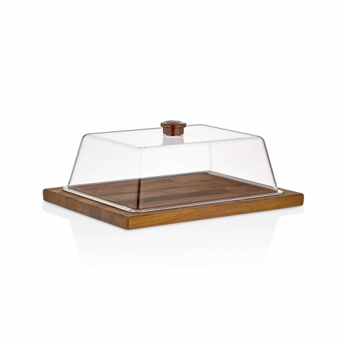 200*260 mm DOME COVER& WOODEN TRAY (IROKO)
